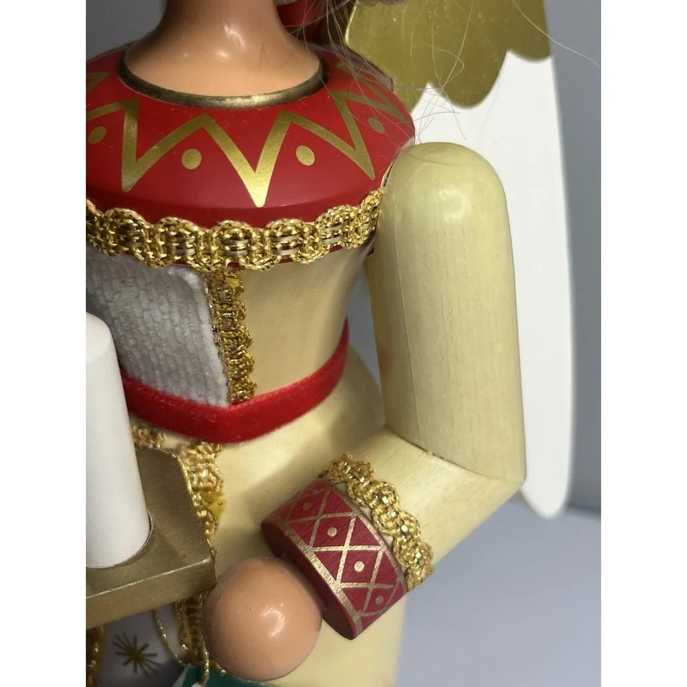 Vtg Erzgebirge Ore Mountain Germany Female‎ Yellow Angel Nutcracker Large